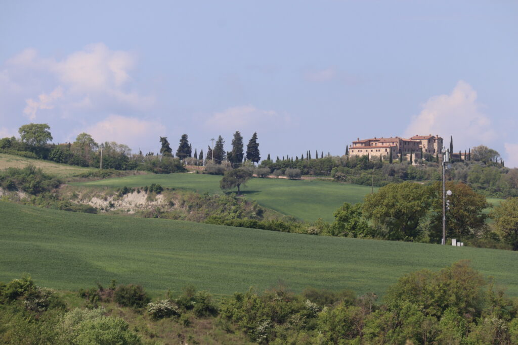 Tuscan countryside seen from Montalceto path in Crete Senesi region