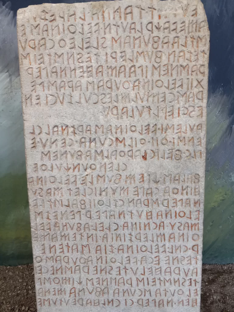 2300 year old Etruscan tablet at Museo Archeologico Nationale Umbria in Perugia, Italy