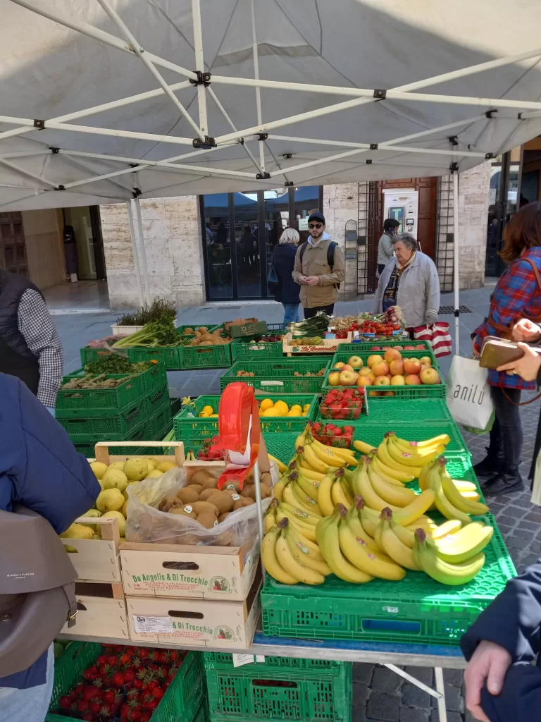 fruit and vegetables at farmers market in Perugia, Italy