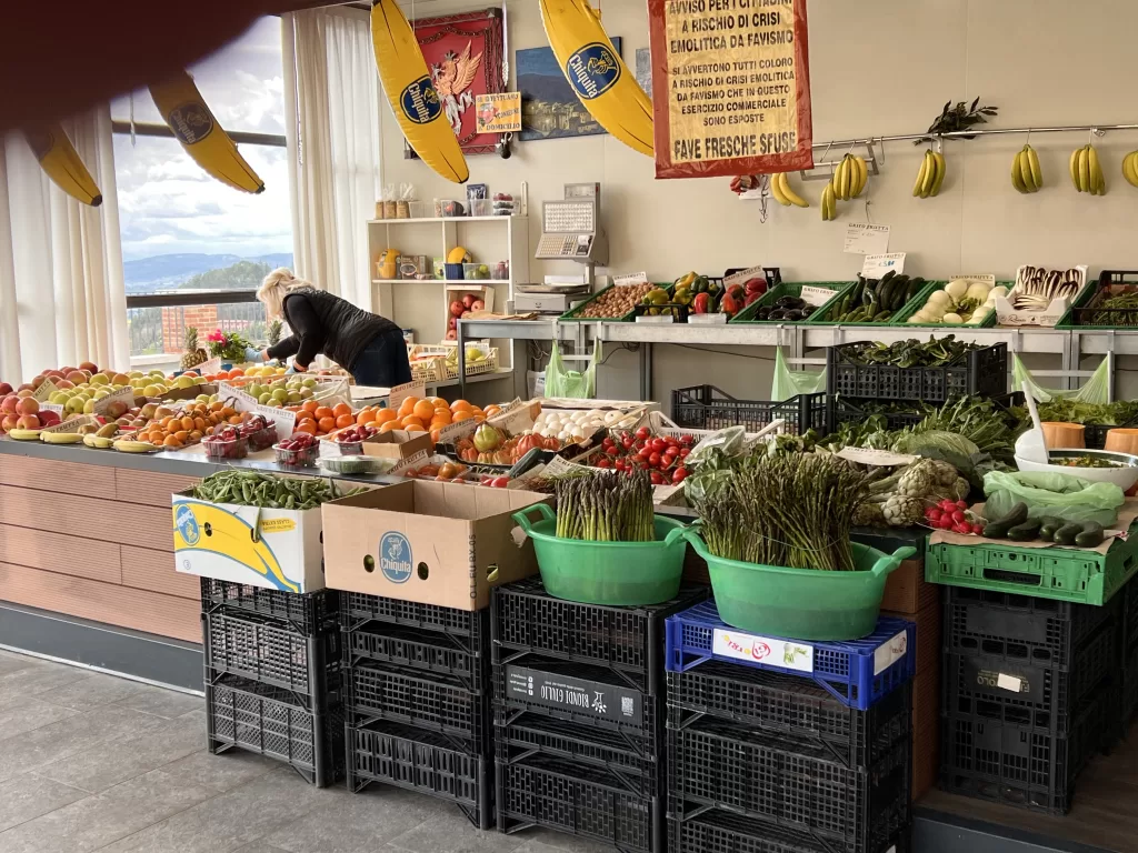 indoor vegetable market in Perugia, Italy