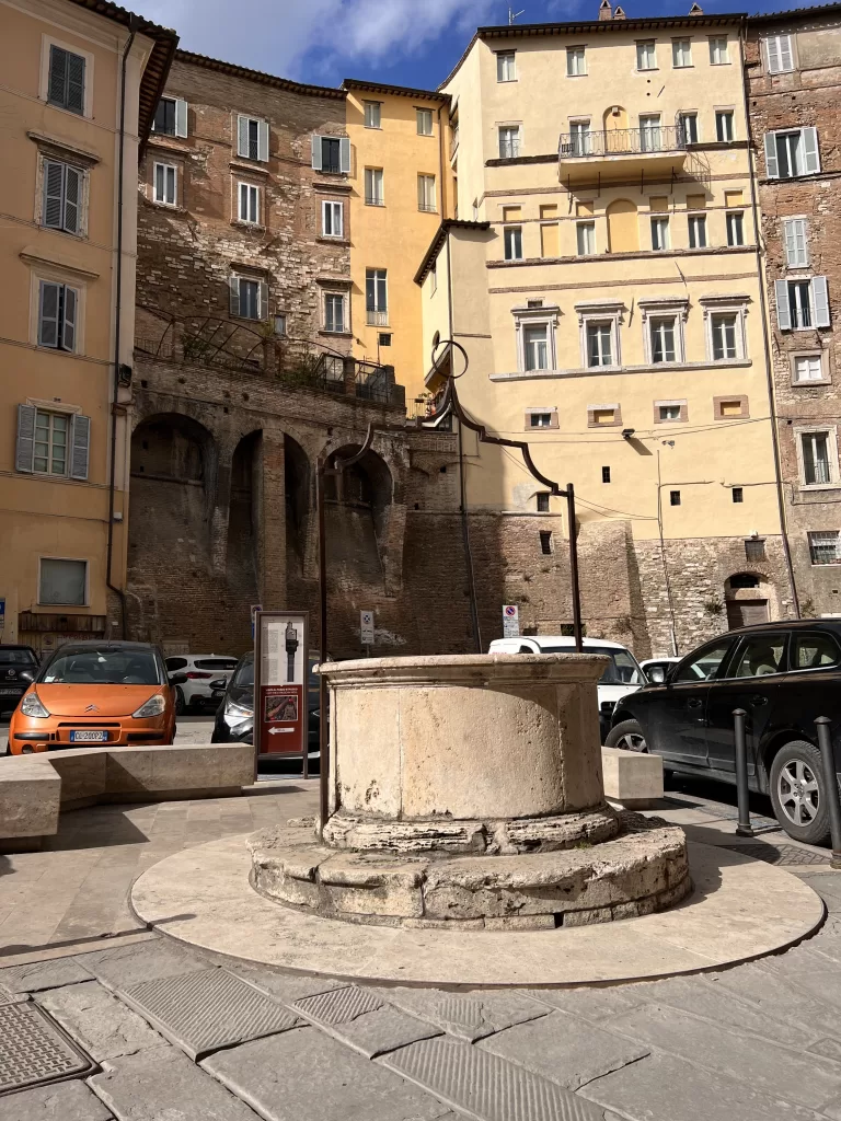 top of Pozzo Etrusco in Piazza Piccinini in Perugia, Italy