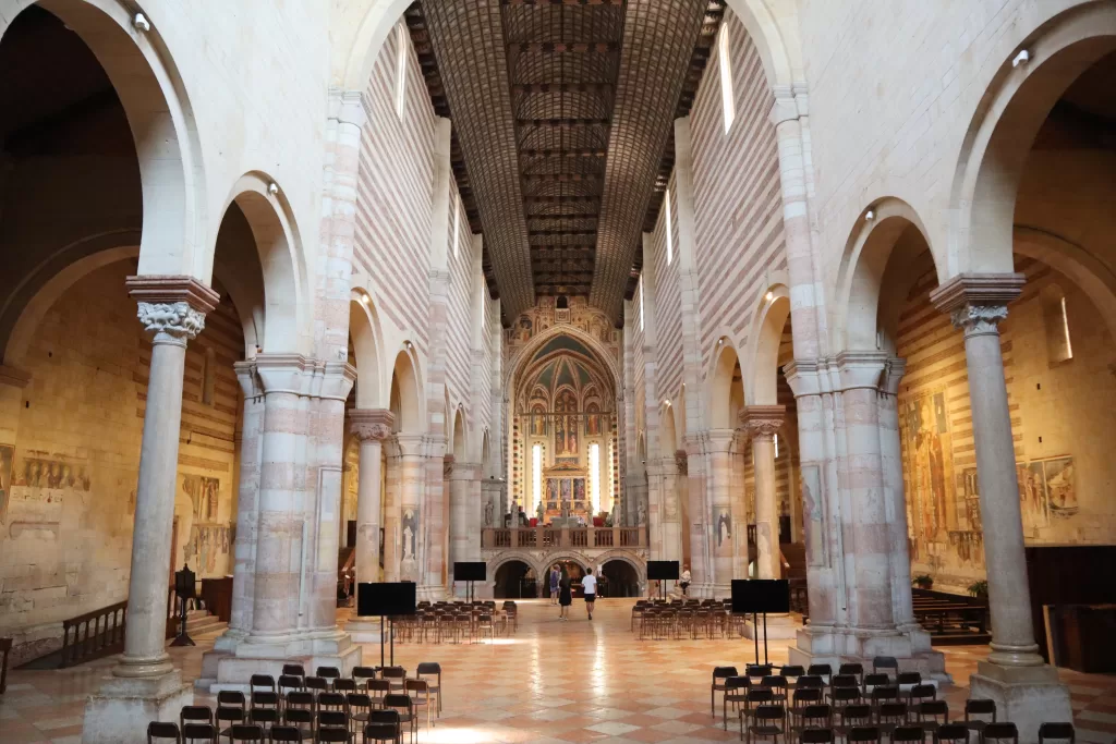 Interior of Basilica of San Zeno Maggiore, Verona Italy