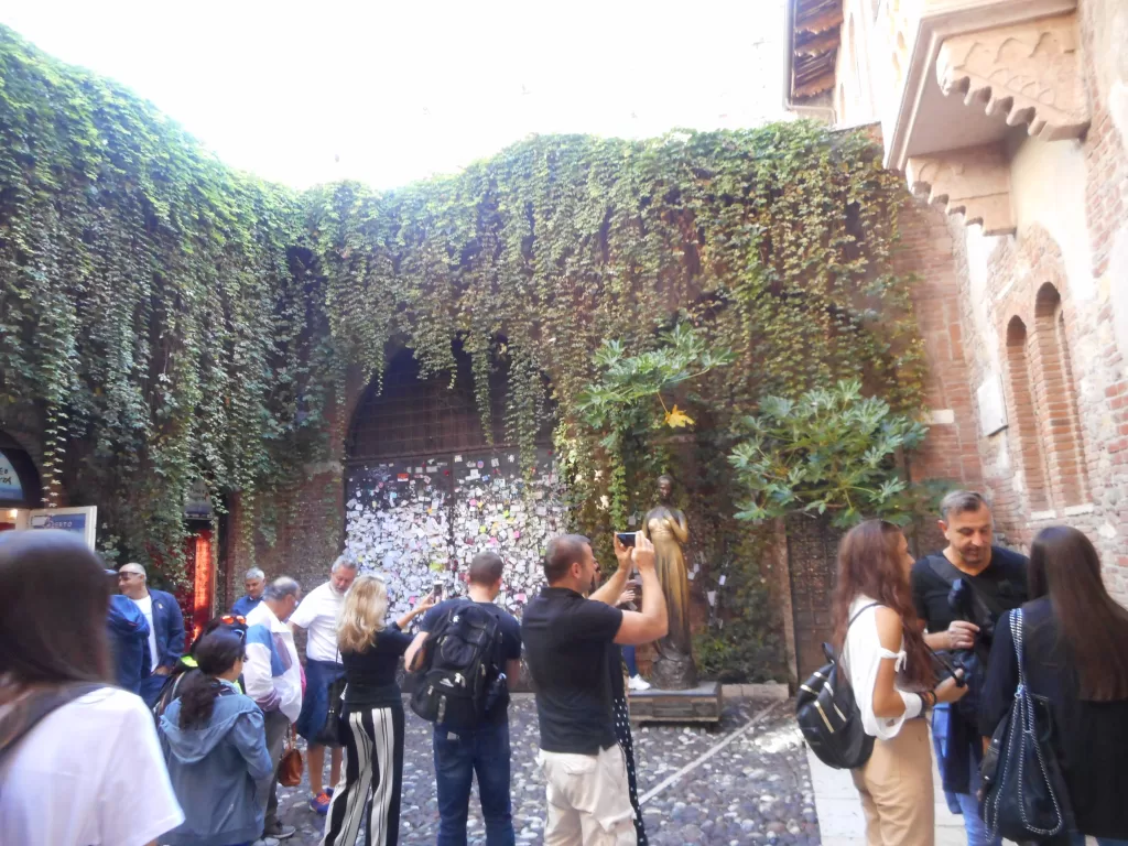 Love letters covering wall of Juliette's courtyard, Verona Italy