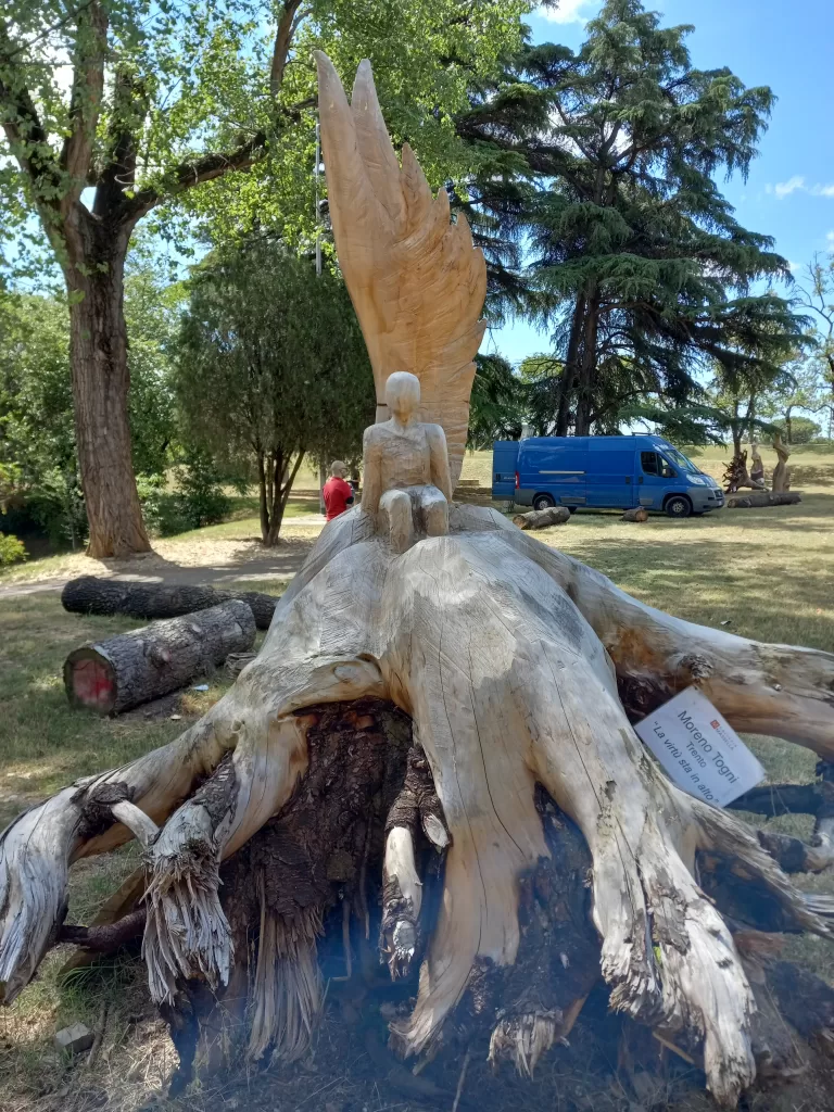 Wood sculpture at Parco delle Mura, Verona Italy