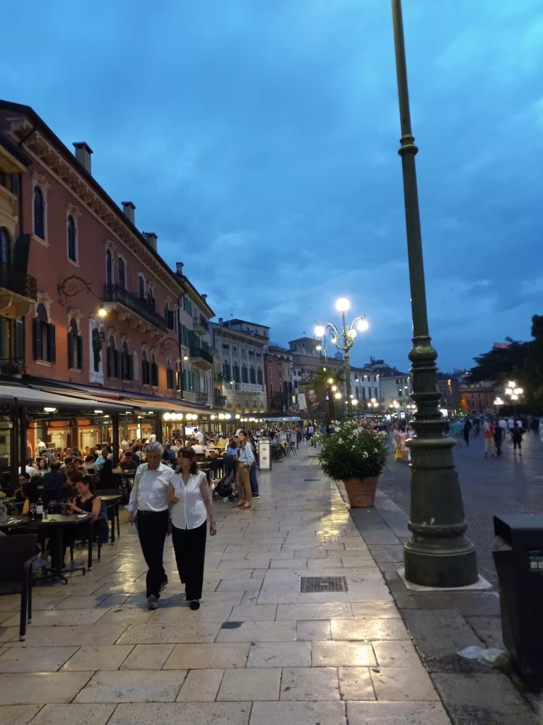 Piazza delle Erbe in the evening, Verona Italy