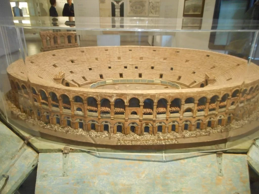 Model of Roman Arena (in Piazza Bra) at Archaeological Museum, Verona Italy