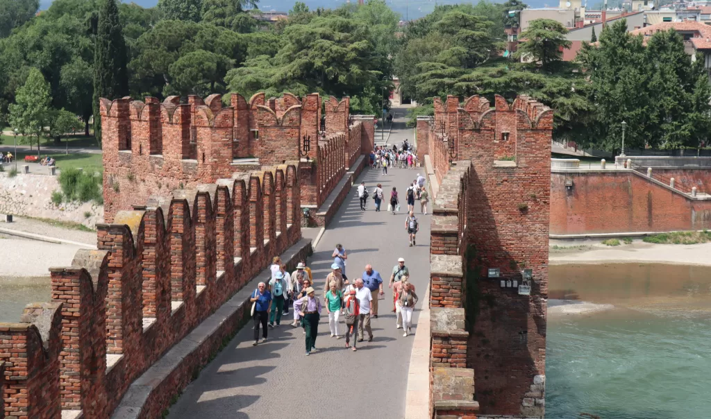 Ponte Scaligero next to Castelvecchio, Verona Italy