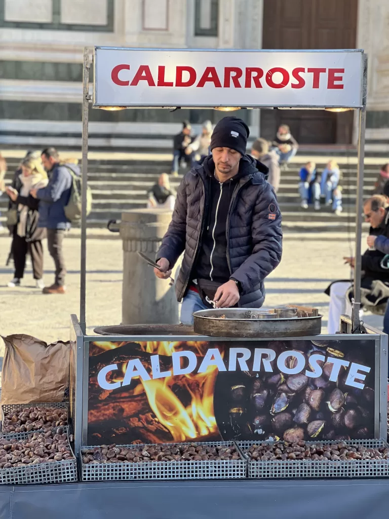 Roasted chestnuts at Christmas market