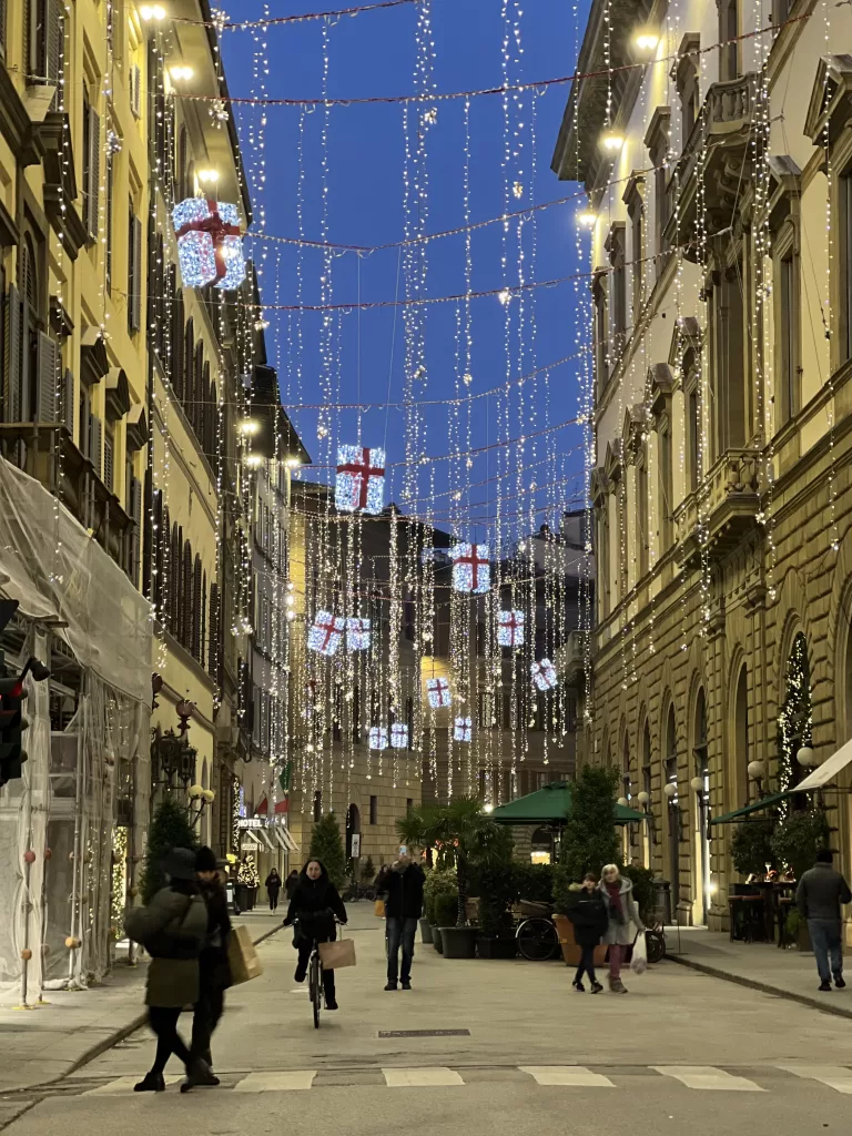 Christmas decorations on Florence street