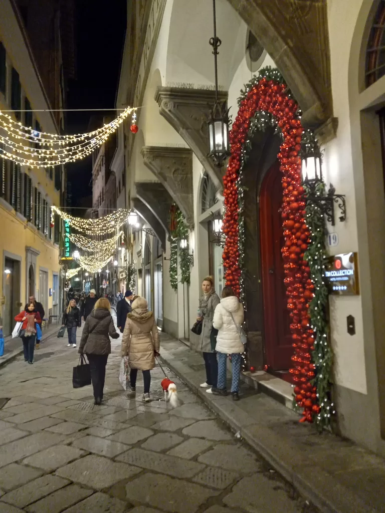 Christmas decorations on Florence hotel